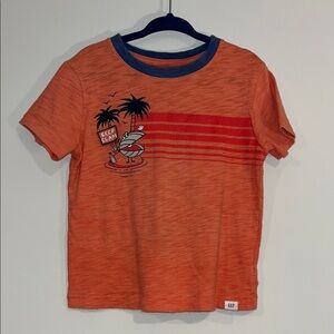 BABY GAP Toddler 2T Island Ocean Graphic Tee Short Sleeve Cotton Orange Navy